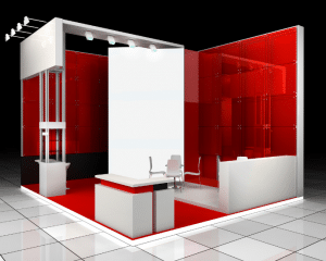 Red virtual exhibition stand